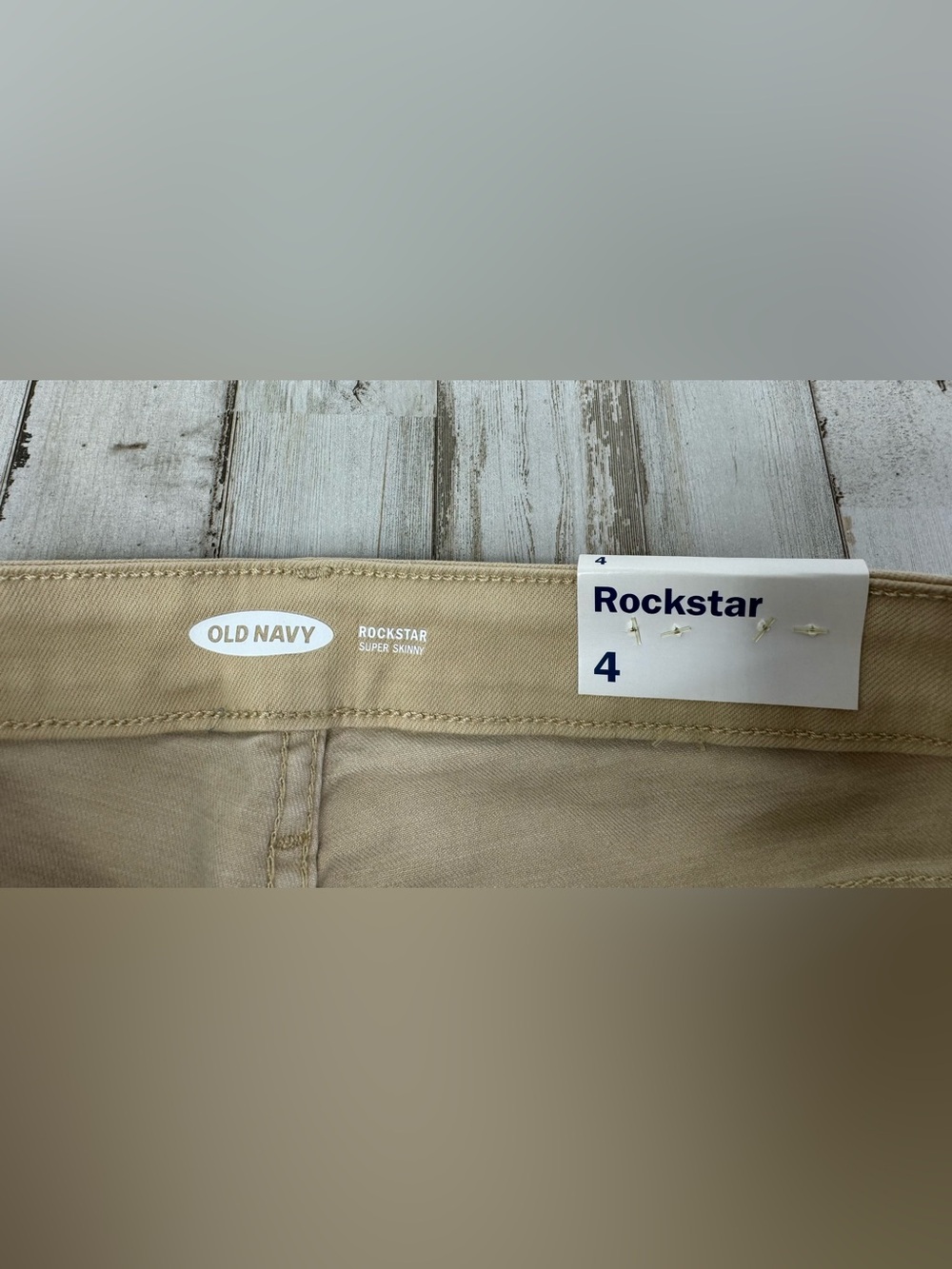 Old Navy Rockstar Super Skinny Pants Size 4 (27x29) Beige High Rise NWT - Picture 4 of 11